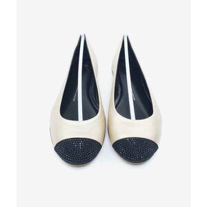 Giuseppe Zanotti Malika Dolly Ballet Flats Beige Black Leather Women 39.5 US 9.5